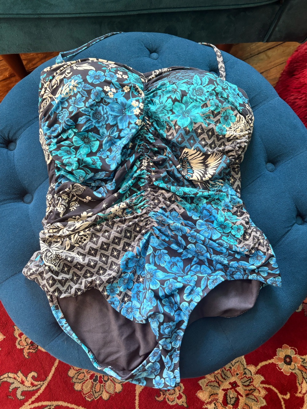 Johnny Was Floral Blue & Black swimsuit